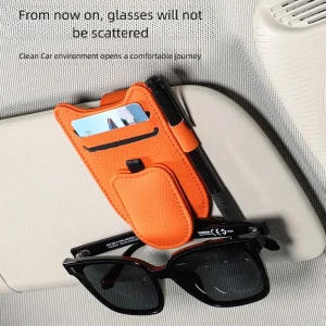 Porte-lunettes de soleil magnétique pour voiture, Clip pour lunettes pare-soleil, cintre pour lunettes en PU, Clip pour carte de billet Portable, accessoires automobiles