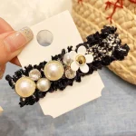 Épingle à cheveux en biscuits fleur perle vintage pour femme, pince à cheveux BB, haut cassé, accessoires de bijoux élégants, coréen, doux, nickel é, nouveau