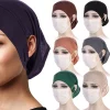 Bandana Hijab avec trou d’oreille pour femme, écharpe islamique, chapeau sous-casquette, casquettes monochromes, accessoires prêts à l’emploi, document Bandana Hijab avec trou d’oreille pour femme, écharpe islamique, chapeau sous-casquette, casquettes monochromes, accessoires prêts à l’emploi, document