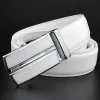 ceinture blanche élégante pour hommes et femmes – cuir véritable, boucle automatique, 3,5 cm pour jeans