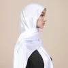 hijab en satin froissé pour femme musulmane, châle en mousseline de soie, turban plissé, ramadan