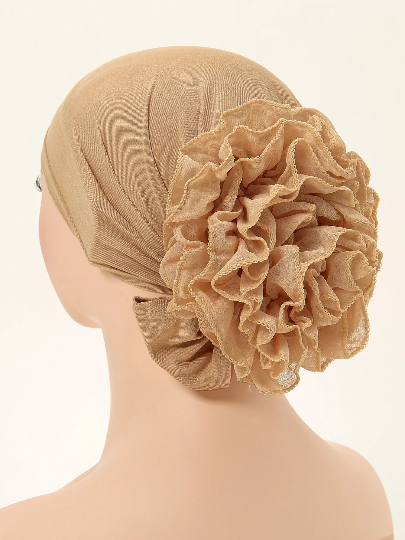 hijabs musulmans pour femmes, écharpe de chapeau à fond modal fin, turban de couleur unie avec dentelle panhua islam, bandeau enveloppant la tête avec cravate au dos