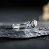 bague en argent s925 à motif vintage pour femme, bague en cristal de table naturel, bijoux exquis, bague pour couple, accessoires de fête