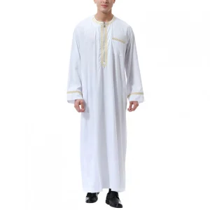 Vêtements musulmans traditionnels pour hommes, chemise musulmane, robe d’aviation, royauté islamique, robe de Dubaï, col rond, manches longues, rétro, adt Abaya Vêtements musulmans traditionnels pour hommes, chemise musulmane, robe d’aviation, royauté islamique, robe de Dubaï, col rond, manches longues, rétro, adt Abaya
