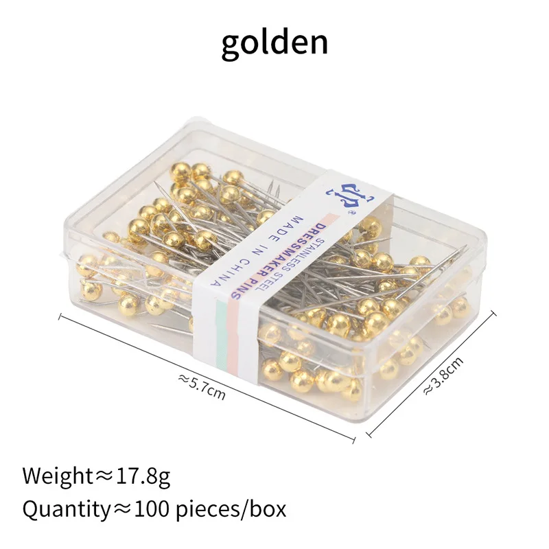 Épingles à coudre rondes en perles, 100 pièces/boîte, épingles à tête multicolores, épingles de Quilting droites pour couturière, positionnement, décoration de bijoux à faire soi-même