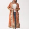 Miyake plissé Vintage imprimé col rabattu à manches longues veste longue femmes concepteur Abaya nouveau dubaï mode grande taille manteaux