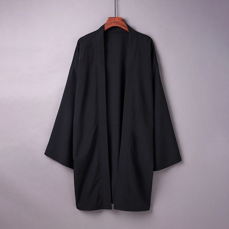 cardigan japonais harajuku haori pour hommes et femmes, chemise de plage blanche, longue, cosplay, noir, streetwear