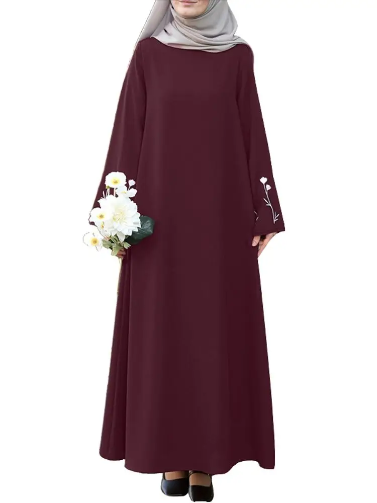 2025 zanzea élégant musulman abaya femmes à manches longues brodé robe florale islamique robe femme décontracté caftan dubaï hijab robes