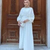 abaya robe arabe en lin pour femme musulmane, kaftan islamique modeste, vêtement de prière, ramadan, dubaï, turquie