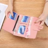portefeuille long en cuir élégant pour femme, pochette à trois volets, porte cartes de crédit pour femme, sac à main rose mignon avec poche à monnaie zippée