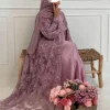 eid femmes abaya musulman cardigan robe perles fleur jalabiya ramadan robes largos islam arabe longue robe maroc caftan 2026
