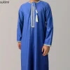 nouveaux hommes mode musulmane abayas robe col rond à manches longues pull caftan pakistan saoudien arabe caftan vêtements islamiques robe de prière