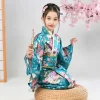 Peignoir kimono japonais pour enfants asiatiques, robe de style japonais, robe d&rsquo;entrée de paon, Obi Vintage Haori Cosplay Costume