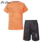 Ensembles de sport respirants à séchage rapide pour enfants, t-shirt et short sportifs, basket-ball, football, course à pied, entraînement, costume de jeu pour garçons