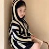 pull à capuche rayé décontracté pour filles, manteau tout match pour enfants, belle version coréenne, printemps, automne, nouveau, 2023