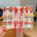 Pince à cheveux à bascule pour filles, Style chinois, Super féerique, Style ancien, accessoires pour cheveux, pompon Hanfu pour enfants