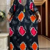 Abayas Musulmanes pour Femme, Ensembles de Mode Ramadan, Boubou en Coton Imprimé Floral, Robe Femme avec Écharpe Surdimensionnée 2025×210 cm, 150