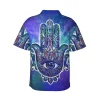 chemise d'été plage rétro hamsa main blouses coloré fatima cool chemises décontractées homme à manches courtes y2k hauts drôles