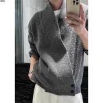 Cardigan taoïste Robe pull hommes automne hiver Style ample décontracté fleur gris pull veste