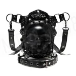 Sac banane de moto personnalisé crâne pour femmes, sac à bandoulière multi-transporté Punk foncé, sac de ceinture de moto