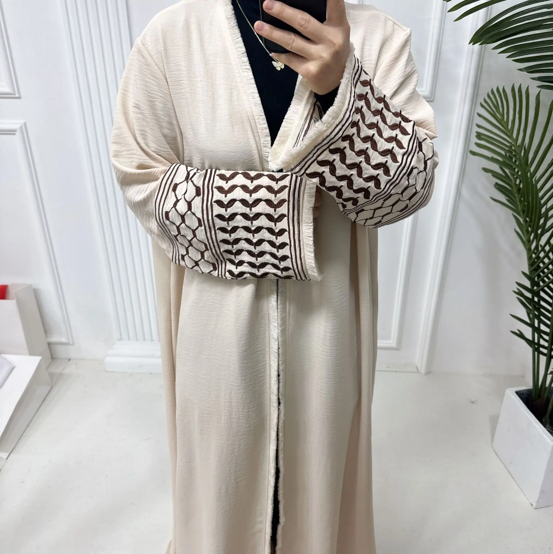 nouveau crêpe douce broderie palestine kefiyyeh ramadan gland dubaï abaya femmes costume de famille robe musulmane modeste islamique abaya