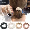 bandes de cheveux en perles pour femmes et filles, chouchou, support queue de cheval, perles, bandes de cheveux pour femmes, corde élastique en caoutchouc, attaches, accessoires pour cheveux