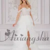 aixiangsha robe de bal trapèze pailletée pour femme, couche, plissée, fente Élevée, Éducative, personnalisée plus