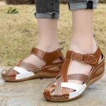 Sandales à talons compensés pour femmes, chaussures décontractées, mélange de documents, été 2025