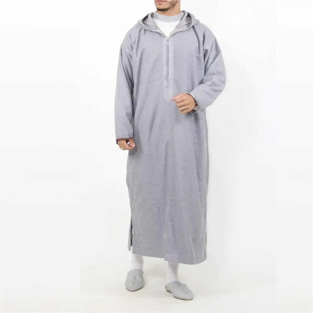 abaya robe à capuche style ethnique pour homme musulman, vêtement arabe islamique, chemise décontractée, thobe jubba, dubaï