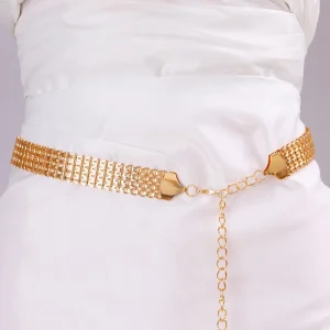 Chaîne de taille en métal doré pour femmes, Punk, ceinture de luxe, Design creux, pour robe, jupe, sangle décorative