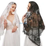 T4md Church Veil Mantilla Latin Veaux masse Conception dentelle florale pour les revêtements tête