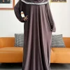 abaya musulmane en coton massif pour femmes, vêtement de prière du ramadan, chapeau commun, dubaï, turquie, moyen orient, robe florale, ample, 2023