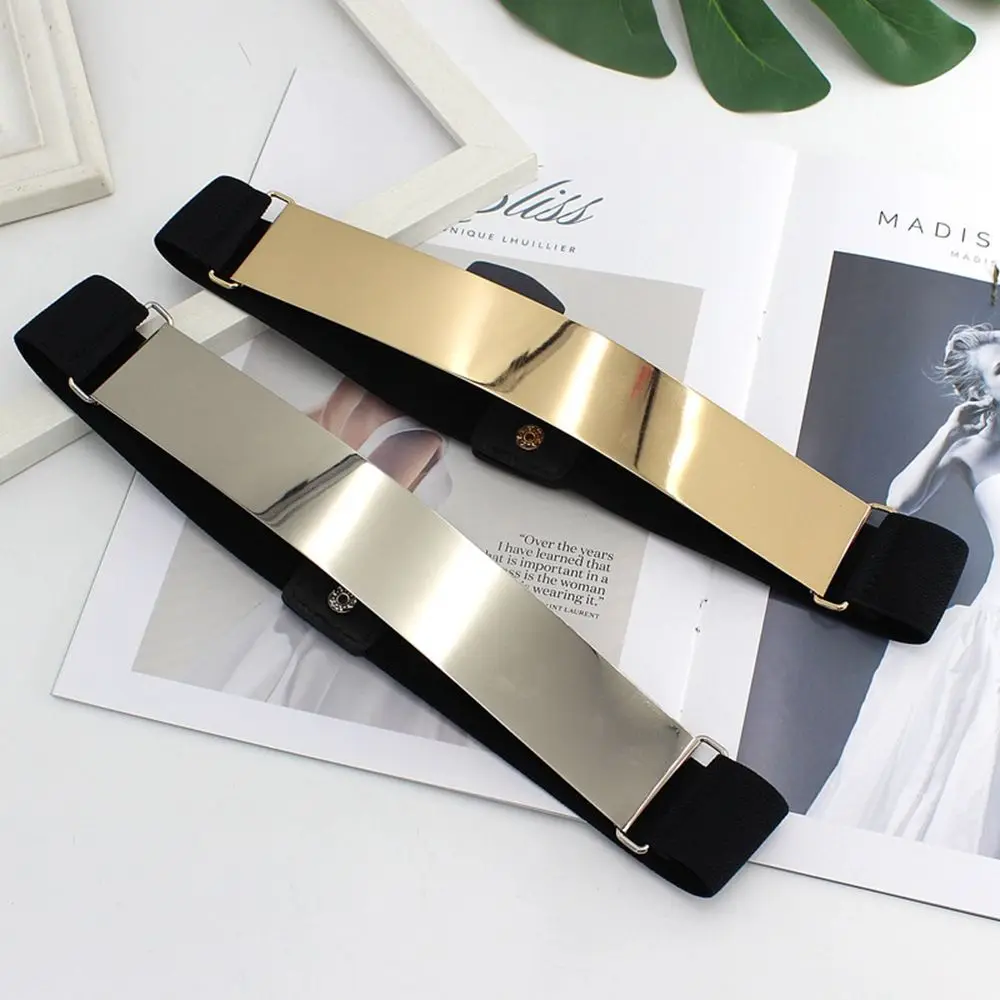 Ceinture élastique en métal argenté pour femmes, élégante, réglable en or, assortie avec tout, ceinture de taille, Corset, ceintures élastiques