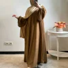 abaya d'hiver en velours côtelé, robe musulmane chaude fermée pour femmes, dubaï, luxe, turquie, kaftan, hijab, ramadan eid, vêtements islamiques