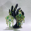 ensemble de bijoux fins de marque de luxe originale, cristal de zircon vert, collier, boucle d'oreille, bracelet, breloques pour femmes, accessoires de mariage