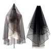 couvre chef de mariée en tulle noir, voile en dentelle, couvre chef court, accessoires photo, déguisement, accessoires d'halloween