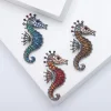 broches hippocampe en strass pour femmes, Épingles colorées de la vie marine, sac à dos de ixde banquet, cadeaux, accessoires de bijoux, unisexe