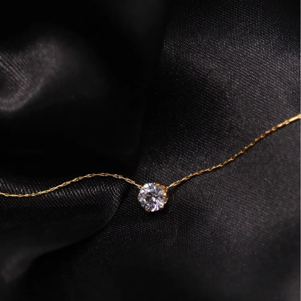Collier rond en acier inoxydable plaqué or pour femmes, breloque minimaliste en Zircon, chaîne Anti-ternissement, pierre Cz transparente, bijoux pour femmes