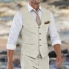 gilet de costume en lin beige pour hommes, gilet une pièce de plage d'été de mariage, col en v, coût de la mode masculine