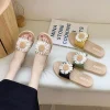 mode pvc fleur appartements pantoufles anti dérapant doux pantoufles pour femmes vêtements de plage chaussures style bohème tongs en plein air
