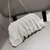 pochettes de soirée en biscuits brillants pour femmes, sacs à main à pince en cristal, sacs à main de créateurs élégants, nouveaux plis, fête de mariage