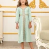 robe musulmane pour filles, abaya de dubaï à manches longues, vêtements pour enfants, abaya brodé pour eid al fitr ramadan de 4 à 12 ans