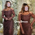 Robes de soirée de luxe personnalisées, ligne a, fendue, épaules dénudées, longueur au sol, dentelle, fermeture éclair, pour occasions formelles