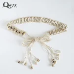 Ceintures pour femmes noeud ceinture été Boho coquille perle robe jean ceinture femme plage accessoire Beige cire cordon