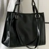 sac sous les bras noir, fourre tout pour étudiants d'affaires, sac à bandoulière en cuir pu, grande capacité, grand sac à main noir de voyage