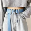 ceinture multifonctionnelle universelle à double boucle pour hommes et femmes, unisexe, mode, sans poinçonnage, décoration en jean