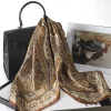 foulard carré en soie pour femmes, marque de luxe, imprimé en satin, hijab, paréo musulman, bandana, châle, bandeau enveloppant, 70x70cm