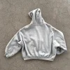 gris décontracté printemps surdimensionné réversible sweats à capuche femmes hommes streetwear vêtements à capuche avec doublure à carreaux sweat haut