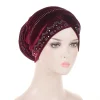 coiffe en velours pour femmes musulmanes, foulard rond, chapeau hijab, turban africain, bonnet, perte de cheveux, chimio, ample, bonnets baggy, accessoires pour cheveux