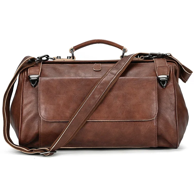 Sacs à main de luxe en cuir véritable pour hommes, sacs de sport pour vols d'affaires, sac de voyage de 45cm de styliste en cuir véritable